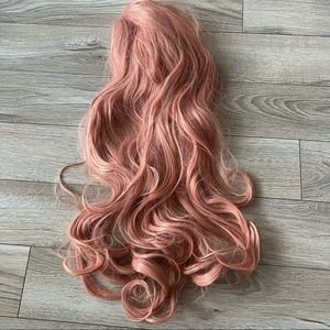 New rose gold pink lace front wig, long & wavy